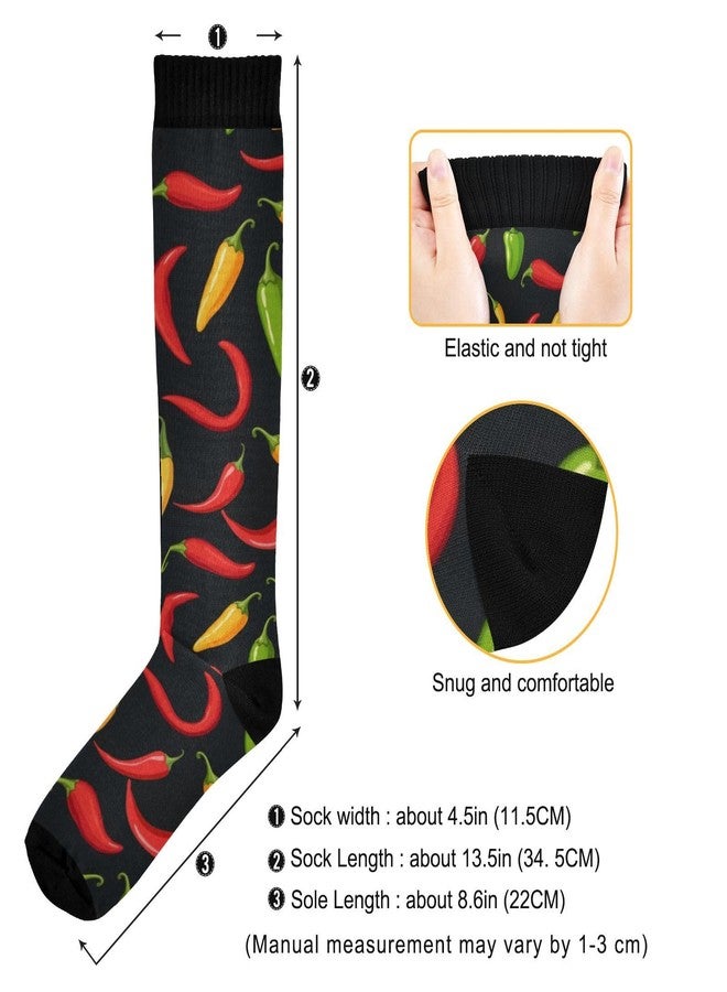 Pigsaly Hot Pepper Chilli Women's Compression Socks Spicy Vegetables Athletic Tube Sock Unisex Casual Knee High Socks Outdoor Sport Socks For Running Hiking Travel - Image 3